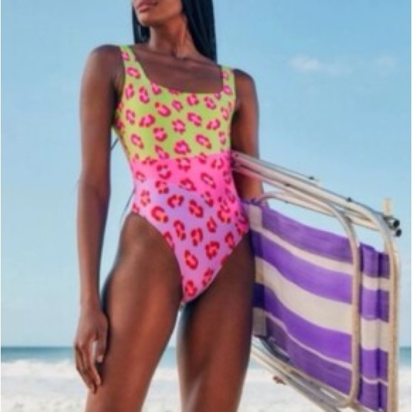 NWT Farm Rio Colorful Leopard Print Swimsuit medium - Picture 1 of 7